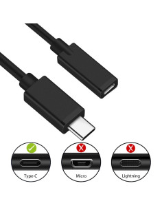 EWENT Cabo de extensão USB 2.0 USB C para USB C, AWG22+28, PD60W, 480M 2