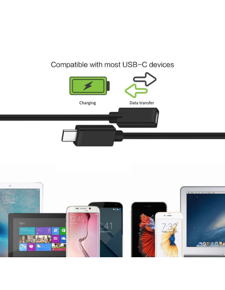 EWENT Cabo de extensão USB 2.0 USB C para USB C, AWG22+28, PD60W, 480M