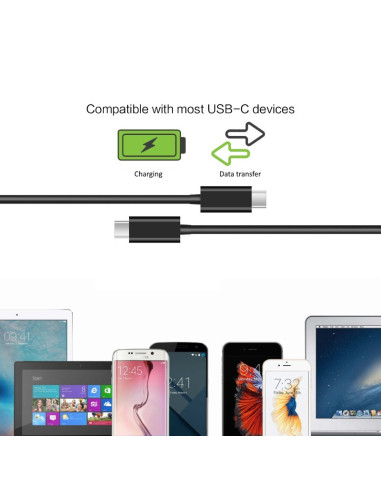 EWENT Cabo USB 2.0 USB C para USB C, AWG22+28, PD60W, 480Mbps, 1m