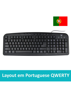 EWENT Teclado USB Multimédia Preto