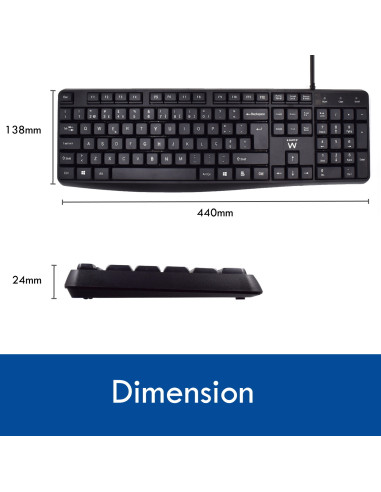 EWENT Teclado Professional USB com teclas silenciosas