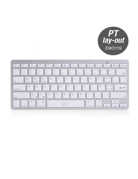 EWENT Teclado Bluetooth Universal iOS/Android/Win, ultra slim, cinza
