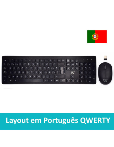 EWENT Teclado e Rato Wireless, teclas silenciosas de baixo perfil, bot