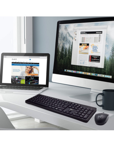 EWENT Teclado e Rato Wireless, teclas silenciosas de baixo perfil, bot