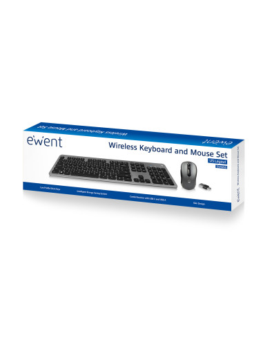 EWENT Teclado e Rato Wireless, teclas silenciosas de baixo perfil, bot