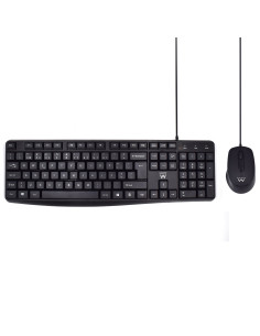 EWENT Teclado Low Profile e Rato com fio Óptico 1000dpi, teclas silenc