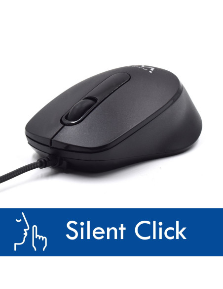 EWENT Teclado Low Profile e Rato com fio Óptico 1000dpi, teclas silenc