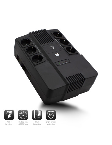 EWENT UPS 700VA Linha Interativa com AVR, 6 x CEE7/3