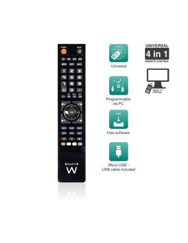 EWENT Comando TV Universal 4 in 1 programável através de PC com cabo m