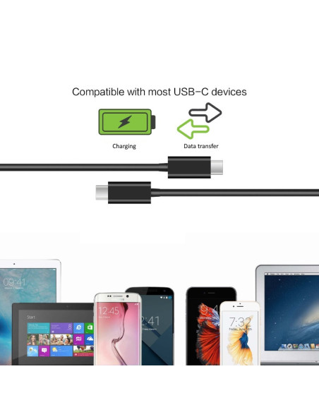 EWENT Cabo USB 2.0 USB C para USB C, AWG22+28, PD60W, 480Mbps, 1.8m