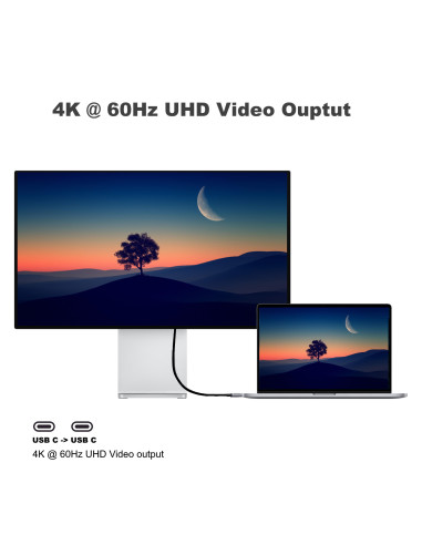 EWENT Cabo USB3.2 USB C para USB C, 20Gbps, PD100W, 4K@60Hz video disp