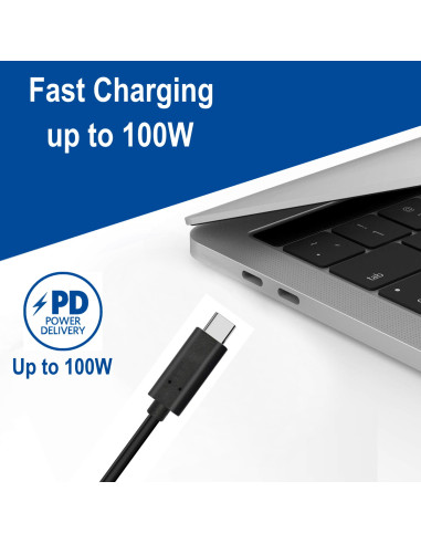 EWENT Cabo USB3.2 USB C para USB C, 20Gbps, PD100W, 4K@60Hz video disp