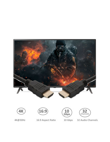 EWENT Cabo SOHO HDMI 1.4 de alta velocidade com Ethernet 1.0m, preto