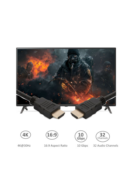 EWENT Cabo SOHO HDMI 1.4 de alta velocidade com Ethernet 1.0m, preto