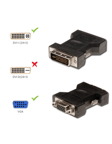EWENT Adaptador DVI-I para VGA 24+5pin VGA 15pin HD