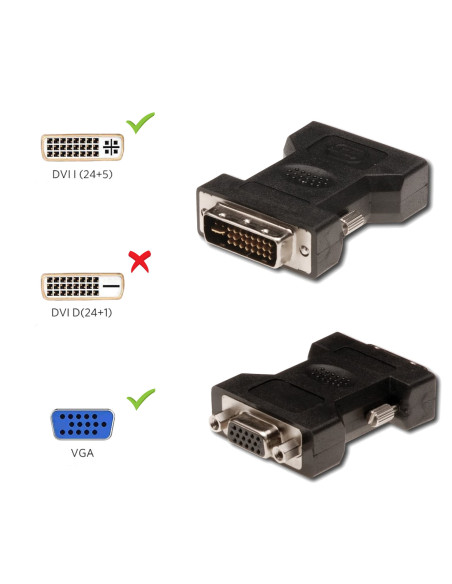 EWENT Adaptador DVI-I para VGA 24+5pin VGA 15pin HD