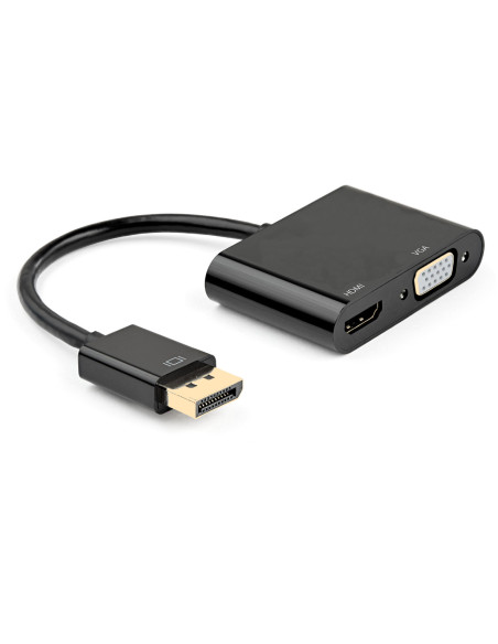 EWENT Cabo Adaptador DisplayPort - HDMI 4K e VGA FHD, M/F, 0.15m