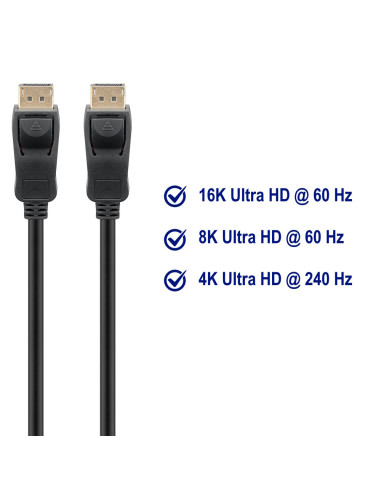 EWENT Cabo DisplayPort v.2.0, 8k @ 60Hz, 40Gb, 2.0m
