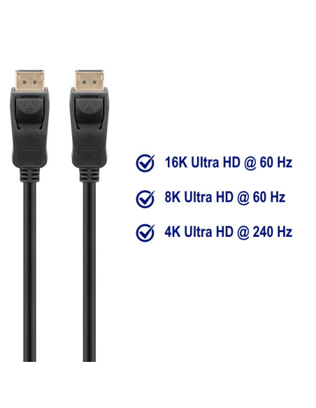 EWENT Cabo DisplayPort v.2.0, 8k @ 60Hz, 40Gb, 2.0m