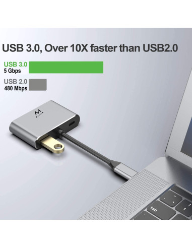 EWENT Adaptador USB C Dual Display 4K HDMI e VGA, 15cm
