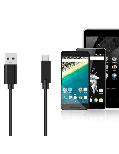 EWENT Cabo USB 3.2 USB-A para USB C, 5Gbps, PD60W, AWG24+28, 1.8m