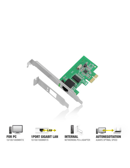 Ewent Placa de rede PCI-E 10/100/1000 Mbps, suporte de baixo perfil in