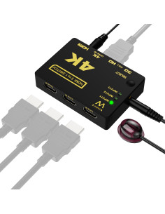 EWENT Switch HDMI 3 portas, 4K@30Hz, alimentação USB, comando incluido 2