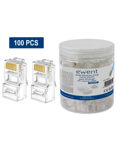 EWENT Fichas RJ45, CAT 6 U/UTP para cabo AWG 23-26e, 15u gold plated c