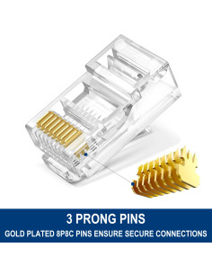 EWENT Fichas RJ45, CAT 6 U/UTP para cabo AWG 23-26e, 15u gold plated c 2