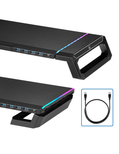 EWENT Suporte dobrável para monitor RGB com gaveta, suporte para smart