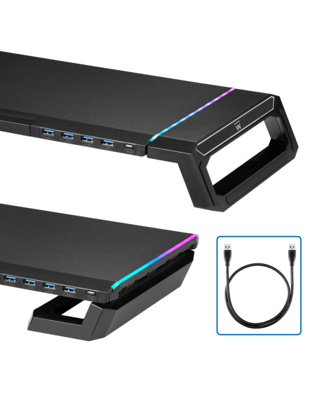 EWENT Suporte dobrável para monitor RGB com gaveta, suporte para smart
