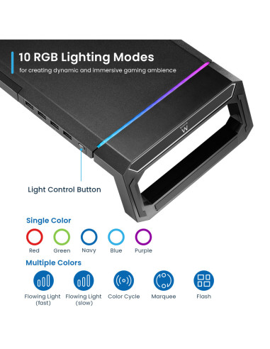 EWENT Suporte dobrável para monitor RGB com gaveta, suporte para smart