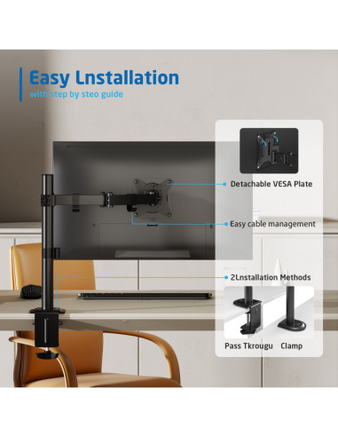 EWENT Suporte Monitor 1 monitor 13-34", 9Kg, Max VESA 100x100
