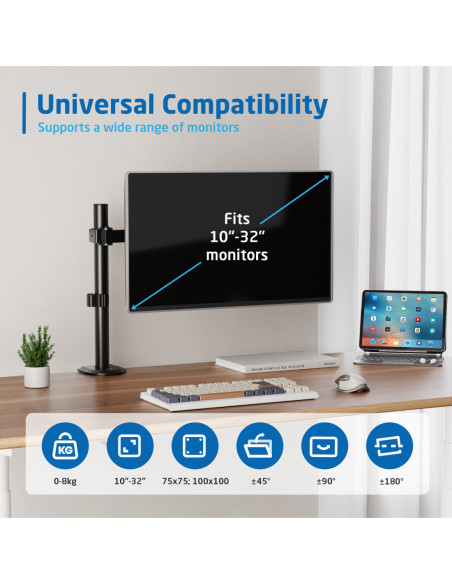 EWENT Suporte Monitor 1 monitor 13-34", 9Kg, Max VESA 100x100