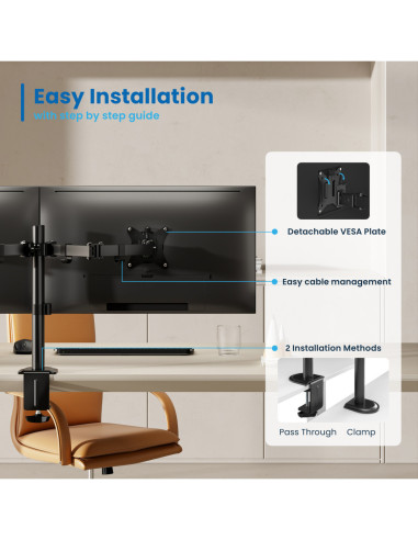 EWENT Suporte Monitor 2 monitores 13-32", Max VESA 100x100
