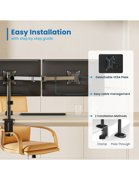 EWENT Suporte Monitor 3 monitores 13-27", Max VESA 100x100
