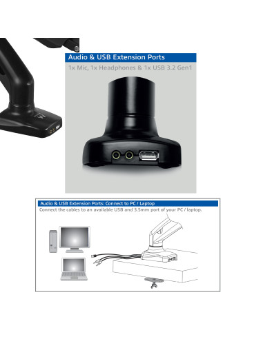 EWENT Suporte Monitor 1 Monitor 13-34", amortecedor pneumático, Max VE
