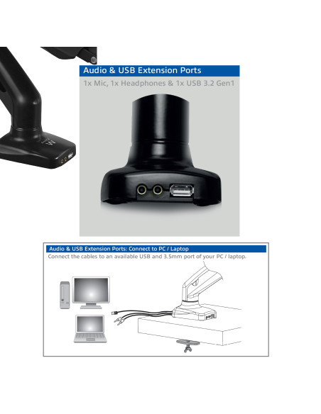 EWENT Suporte Monitor 1 Monitor 13-34", amortecedor pneumático, Max VE