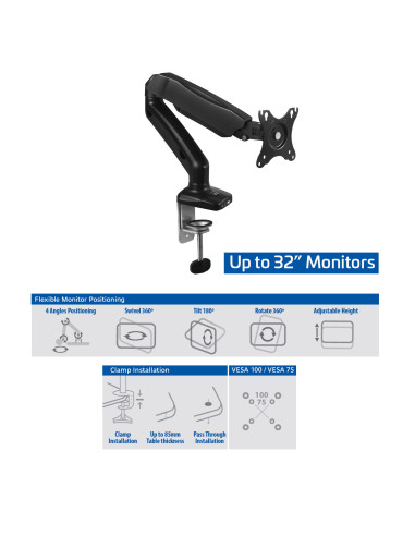 EWENT Suporte Monitor 1 Monitor 13-34", amortecedor pneumático, Max VE