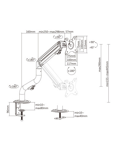EWENT Suporte Monitor 1 Monitor até 34", Flat até 9Kg e Curso até 7Kg