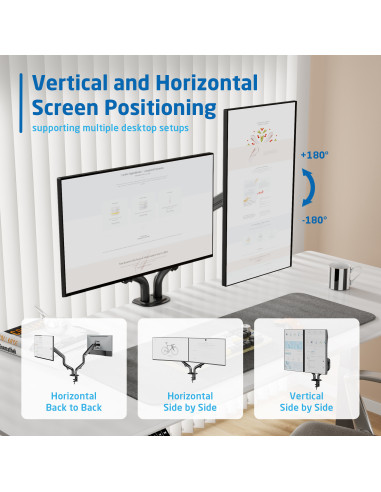 EWENT Suporte Monitor 2 Monitores até 34", Flat até 9Kg e Curso até 7K