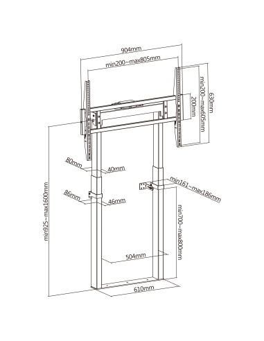 EWENT Suporte TV para Chão/Parede para TVs de 55" a 100", Max VESA 800