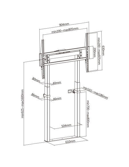 EWENT Suporte TV para Chão/Parede para TVs de 55" a 100", Max VESA 800