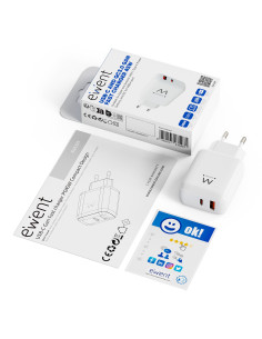 EWENT USB GAN AC charger 45W, 1xUSB-C 45W PD3.0 + 1xUSB-A QC3.0 x4prot