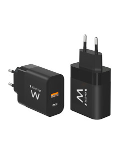 EWENT Carregador USB C e USB A GanFast, 2 portas (45W), preto 2