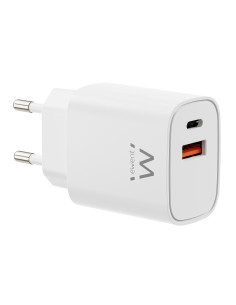 EWENT USB GAN AC charger 30W, 1xUSB-C 30W PD3.0 + 1xUSB-A QC3.0 x4prot