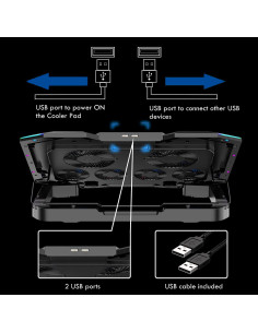 EWENT Base de Refrigeração Gaming para Portátil com 6 ventoinhas e 6 v 2