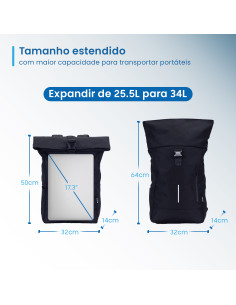 EWENT Mochila Trendy Roll 17.3”. Oxford 900D, Material reciclado rPet 2