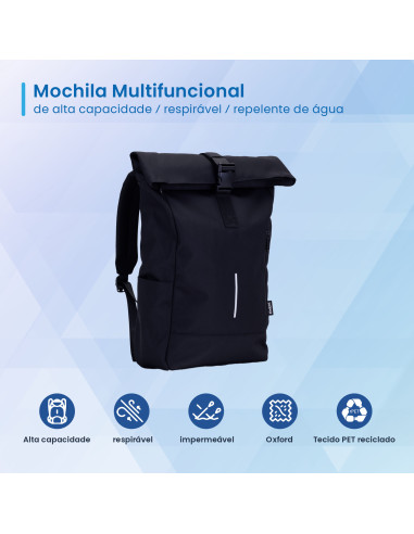EWENT Mochila Trendy Roll 17.3”. Oxford 900D, Material reciclado rPet