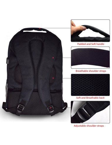 EWENT Mochila para Portátil 17.3" preta, com Porta USB